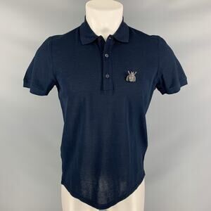 BURBERRY PRORSUM Fall 2015 Size M Navy Cotton Bug Pin Polo